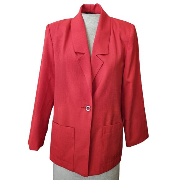 Vintage Red Blazer Jacket Size 4 Petite - Picture 1 of 5